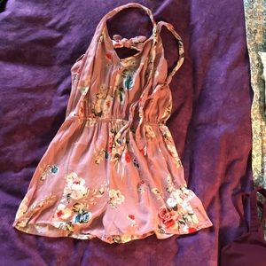 Flower print halter romper (juniors)